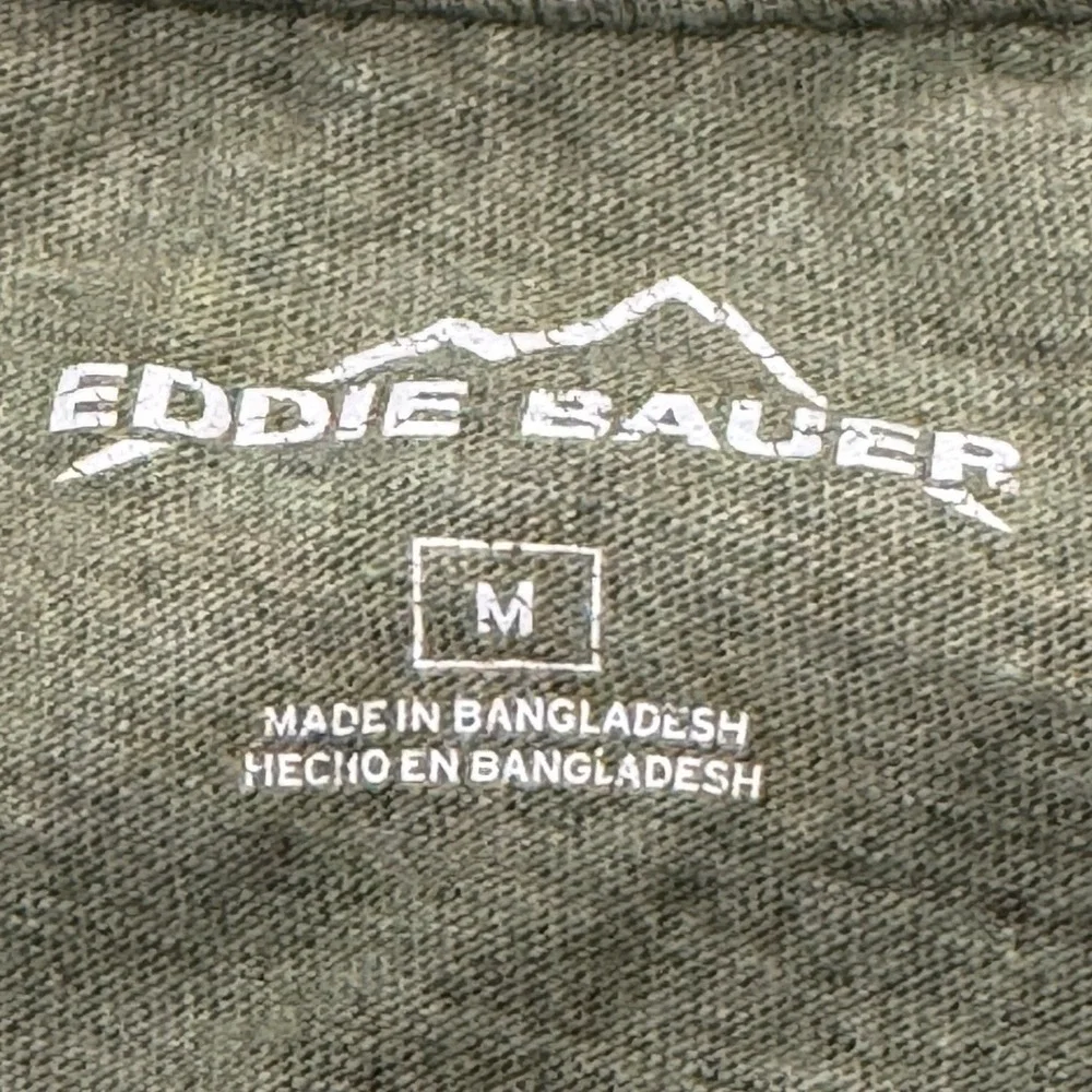 Eddie Bauer V-Neck Tee Women M Olive Green Heather Cotton Modal Short Sleeve